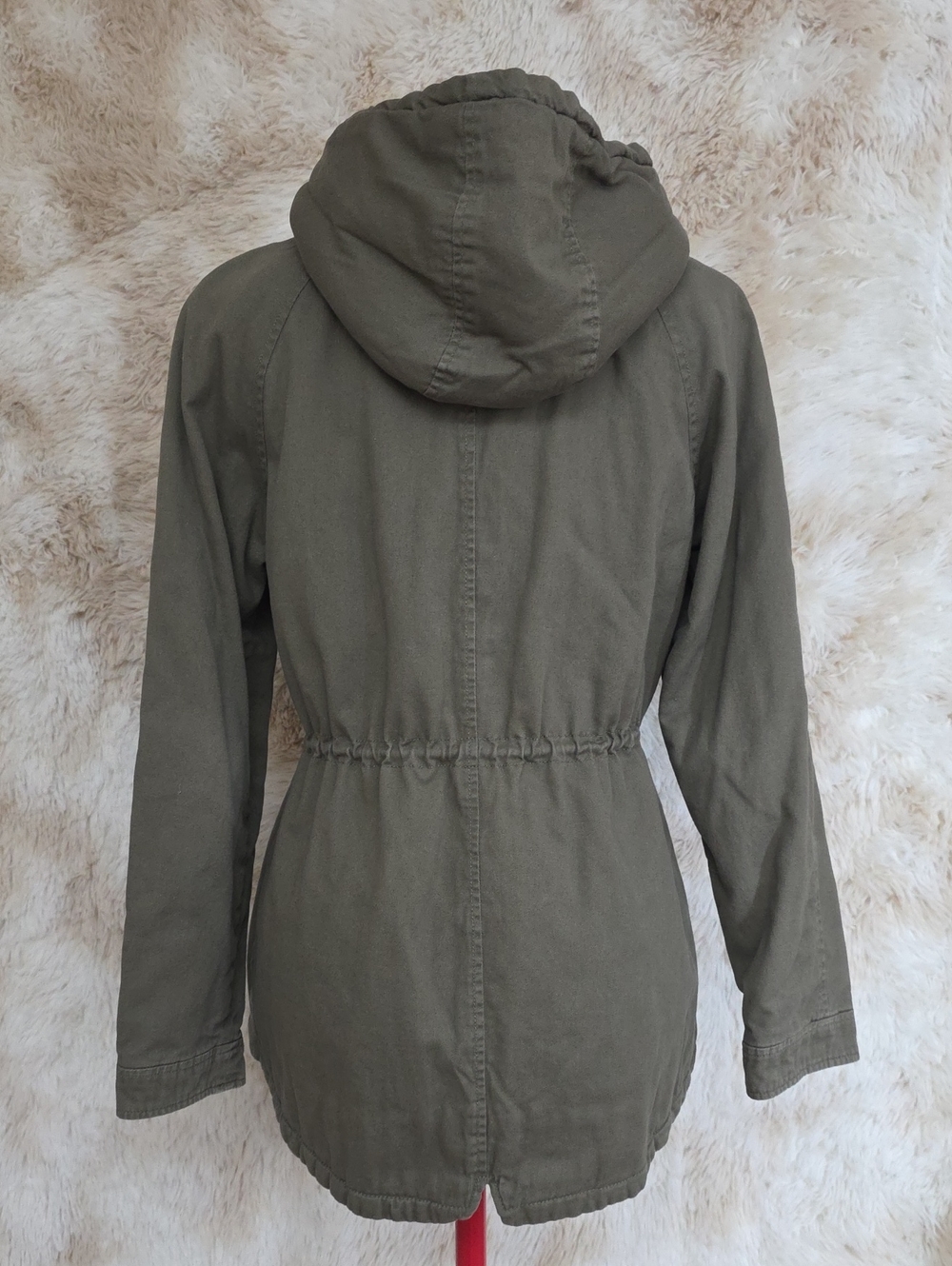 Collection New York Olive Green Sherpa Lined Hooded Utility Jacket Women's Large - Picture 3 of 16